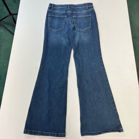 Falls Creek Womens Flare Jeans Blue Stretch Patch Packets Stone Wash Mid Rise 8 - Picture 5 of 10